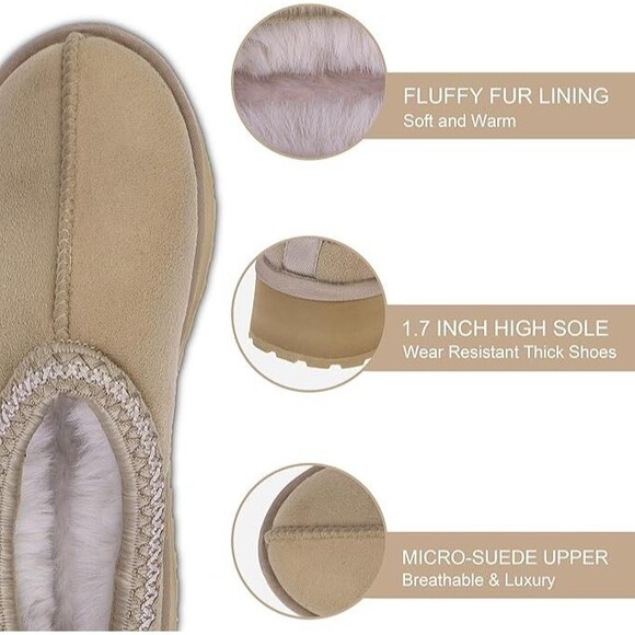 Gohom Platform Slippers Mini Boots for Women Fleece Lined Booties Anti-Slip, 10 - Picture 4 of 10